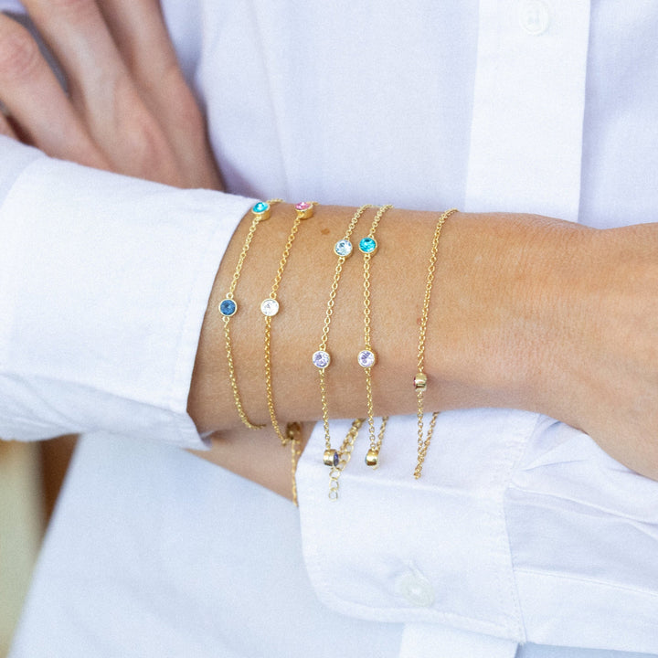 Custom Floating Bezel Set Birthstone Bracelet