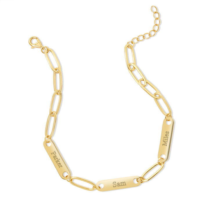 Engravable Paperclip Chain Name Bar Bracelet