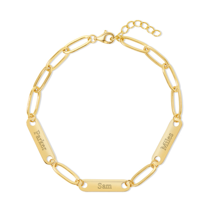 Engravable Paperclip Chain Name Bar Bracelet