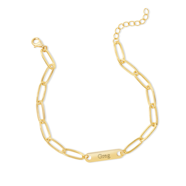 Engravable Paperclip Chain Name Bar Bracelet