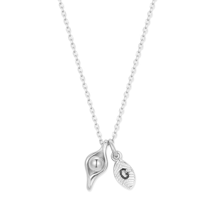 Custom Hand Stamped Initial Pea In A Pod Necklace