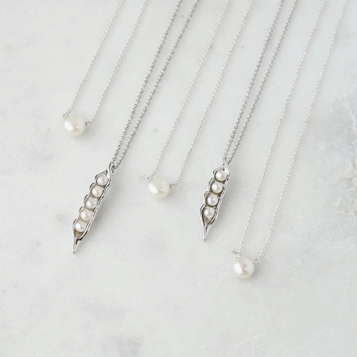 Four Peas in a Pod Sterling Silver Pearl Necklace