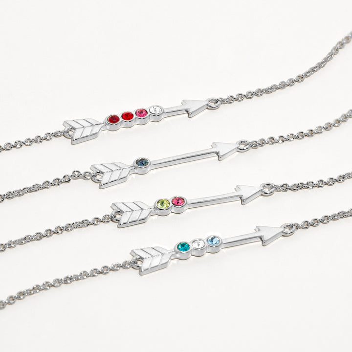 Custom Silver Birthstone Arrow Bracelet