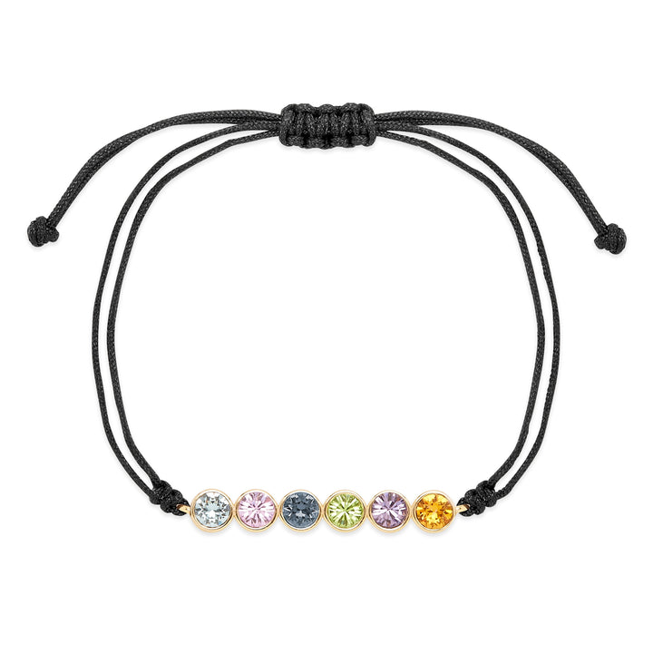 Custom Bezel Set Birthstone String Bolo Bracelet