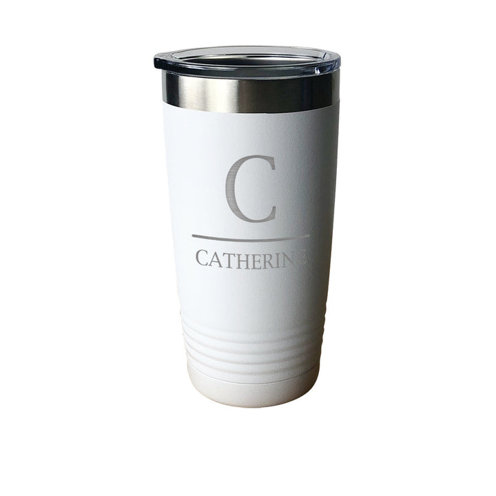 White Initial and Name Tumbler