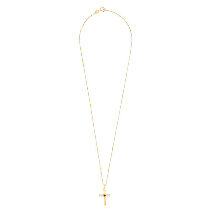 2 Stone Gold Cross Birthstone Pendant