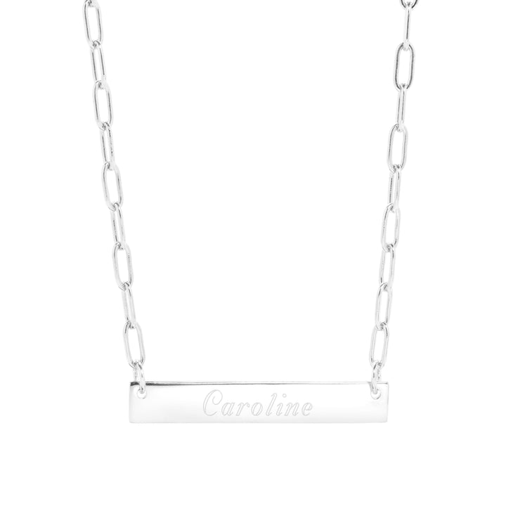 Engravable Paperclip Chain Name Bar Necklace