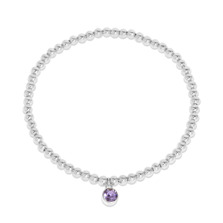 Custom Bezel Birthstone Charm Bead Bracelet