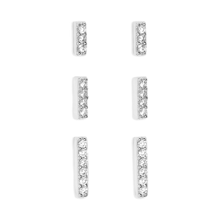 CZ Bar Earring Set