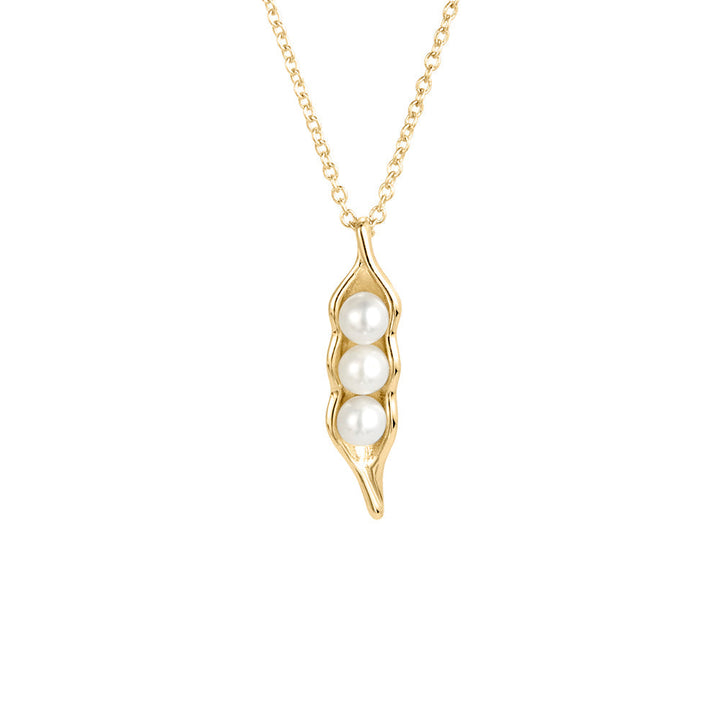 Gold Plated Three Peas in a Pod Pearl Necklace