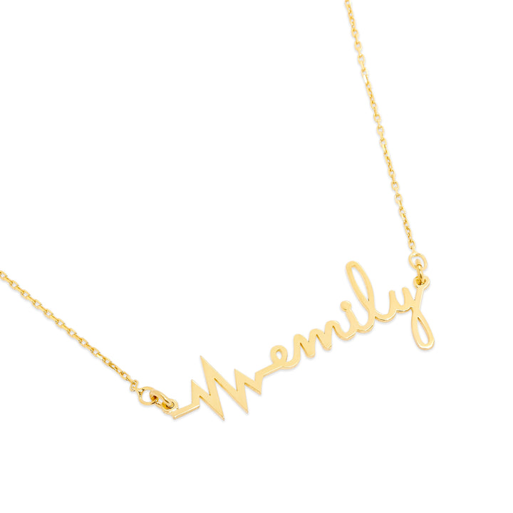 Heart Beat Gold Name Necklace