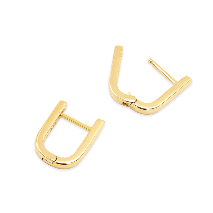 Gold Plated Paper Clip Huggie Earrings