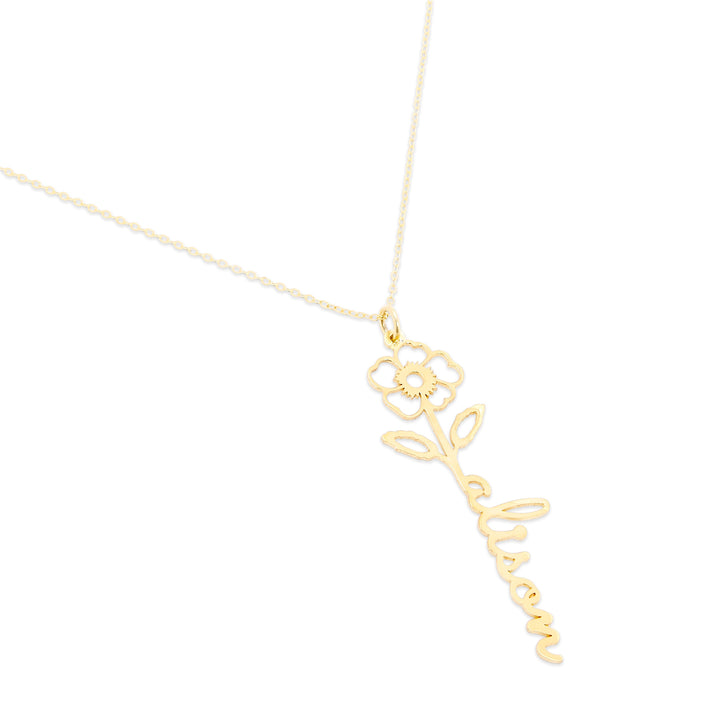 February Gold Birth Flower Name Necklace - Violet