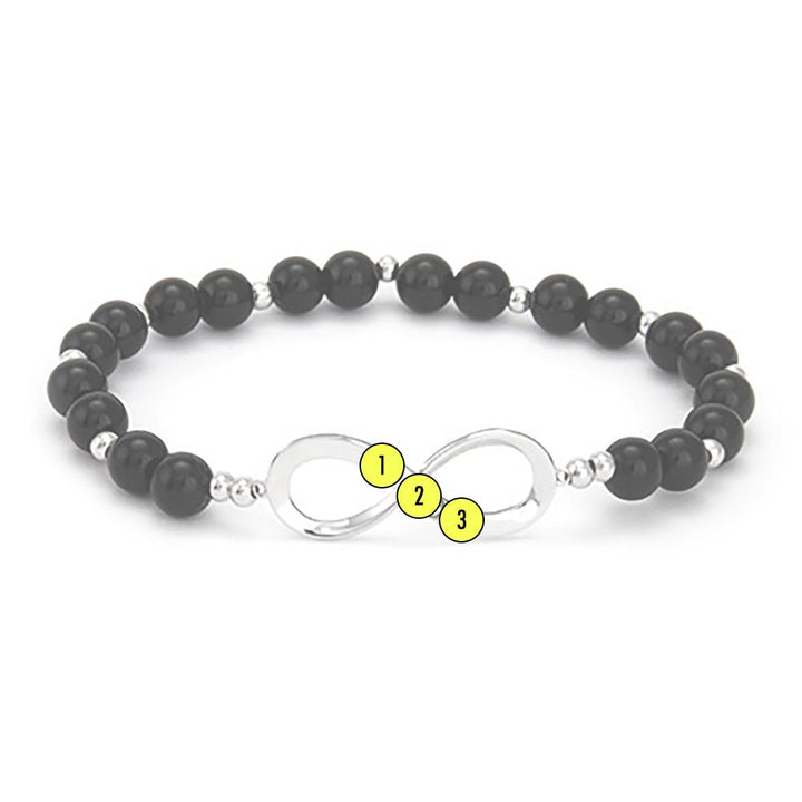 Custom Onyx Beaded Birthstone Infinity Bracelet