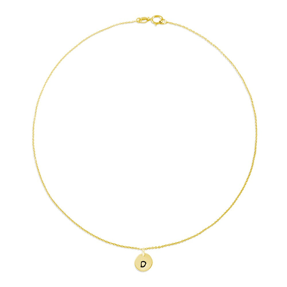 Hand Stamped Initial Gold Choker Necklace