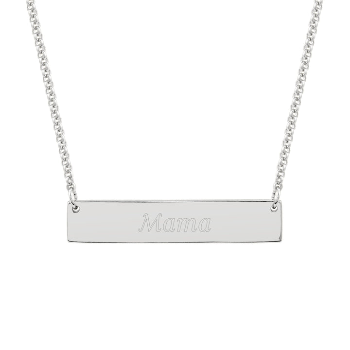 Engravable Mama Bear and Baby Cubs Silver Name Bar Necklace