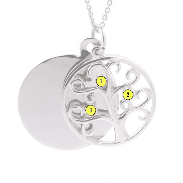 Engravable Custom Birthstone Family Tree Pendant