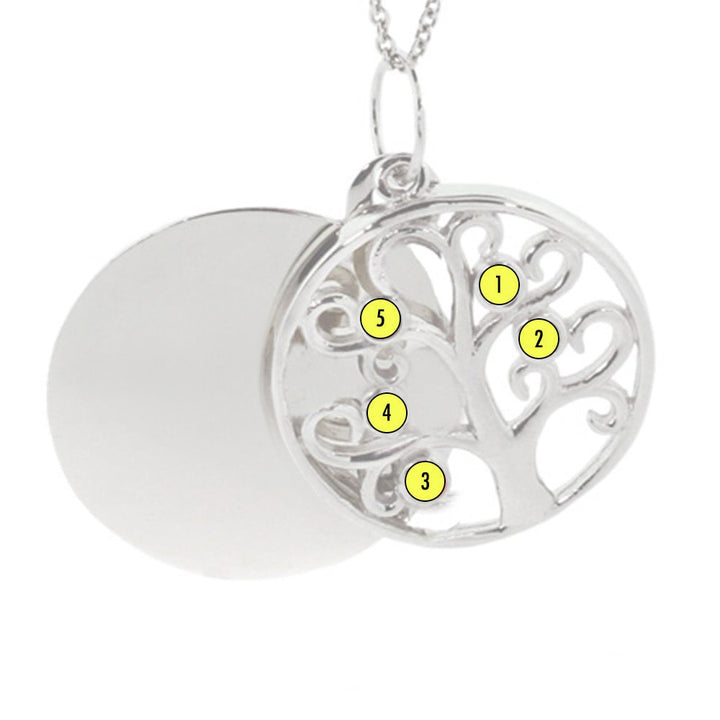Engravable Custom Birthstone Family Tree Pendant