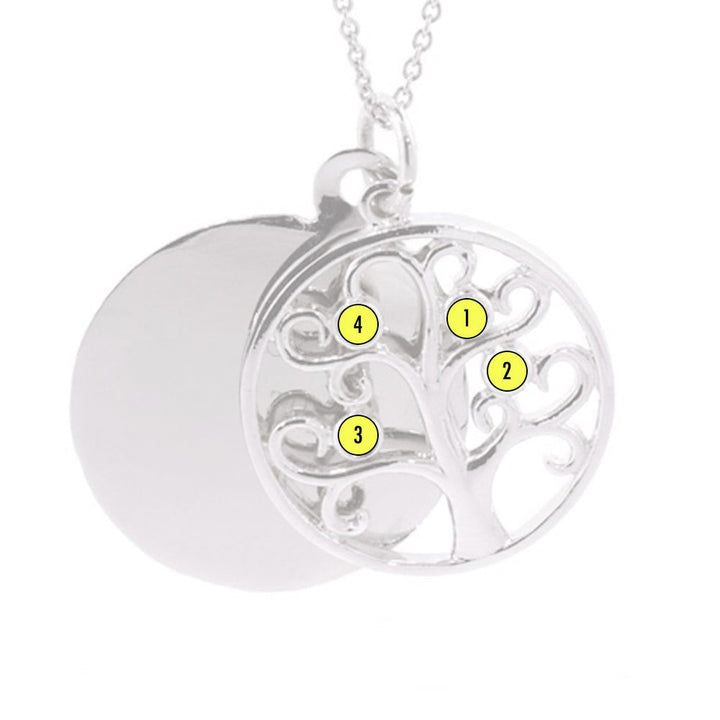 Engravable Custom Birthstone Family Tree Pendant