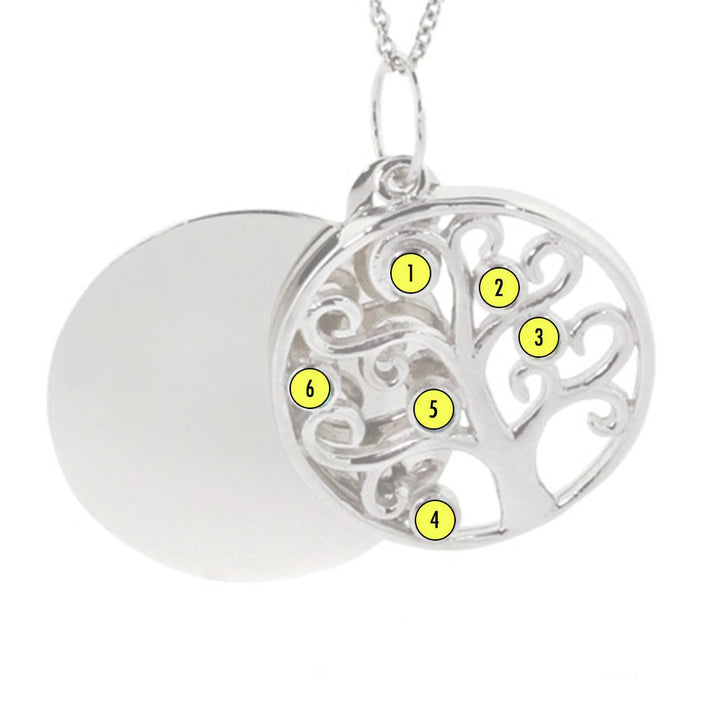 Engravable Custom Birthstone Family Tree Pendant
