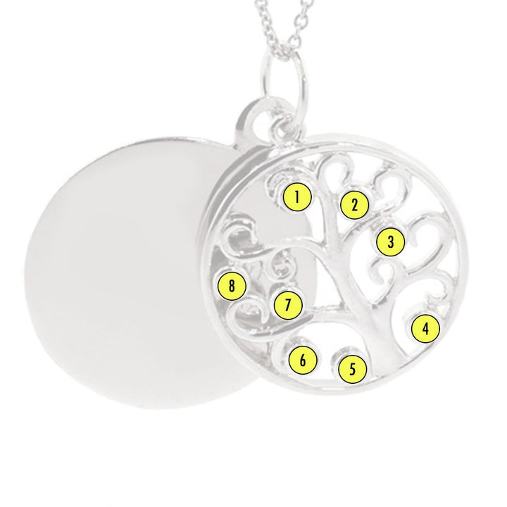 Engravable Custom Birthstone Family Tree Pendant