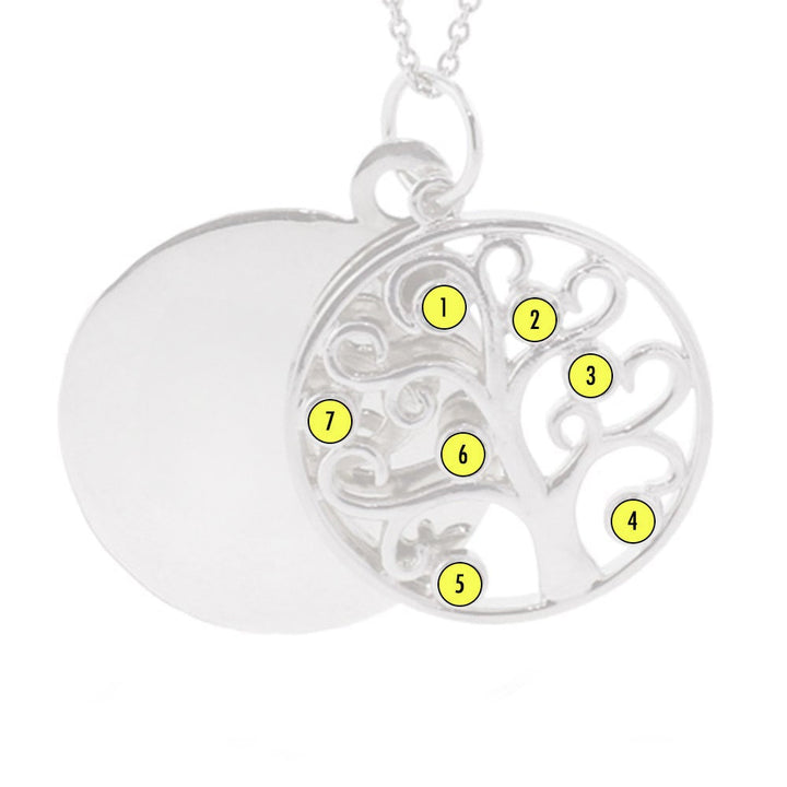 Engravable Custom Birthstone Family Tree Pendant