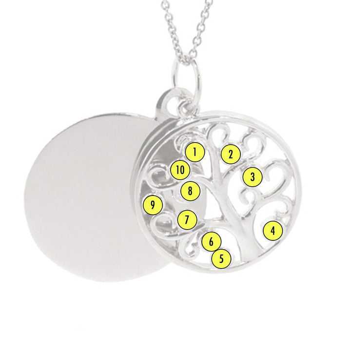 Engravable Custom Birthstone Family Tree Pendant