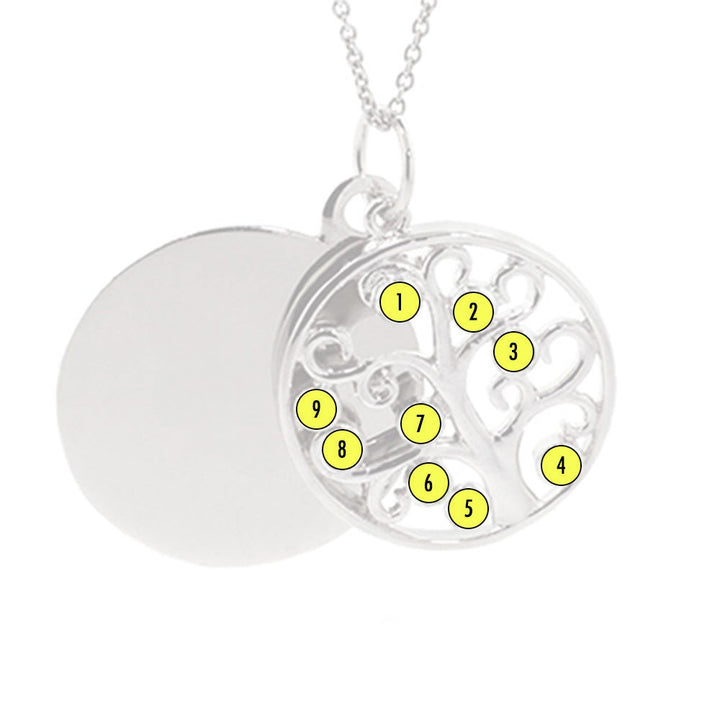 Engravable Custom Birthstone Family Tree Pendant