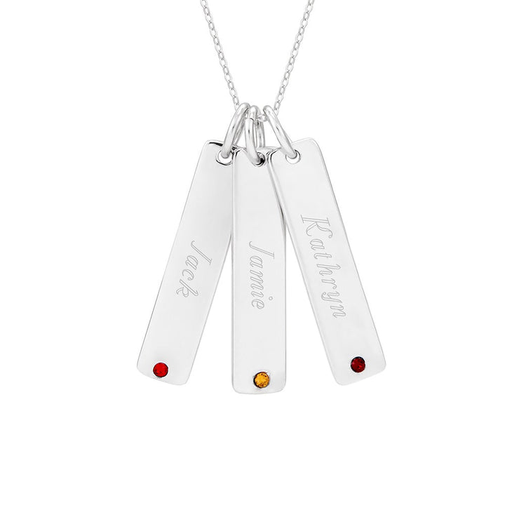 Close to the Heart Sterling Silver Triple Birthstone Tag Pendant