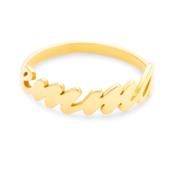 Custom Thin Script Name Ring