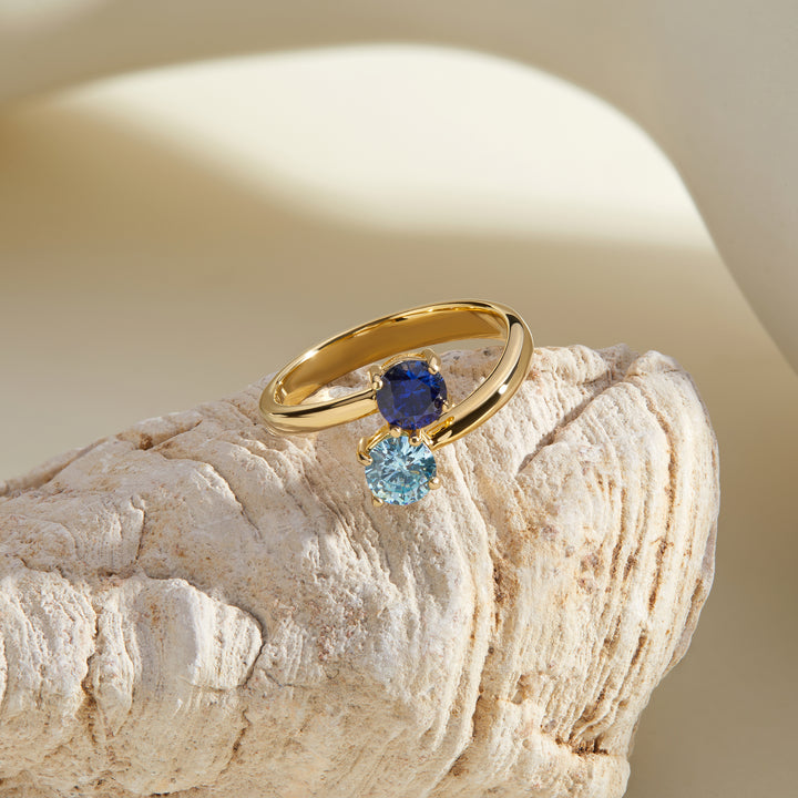 Two Stone Bypass Birthstone Ring