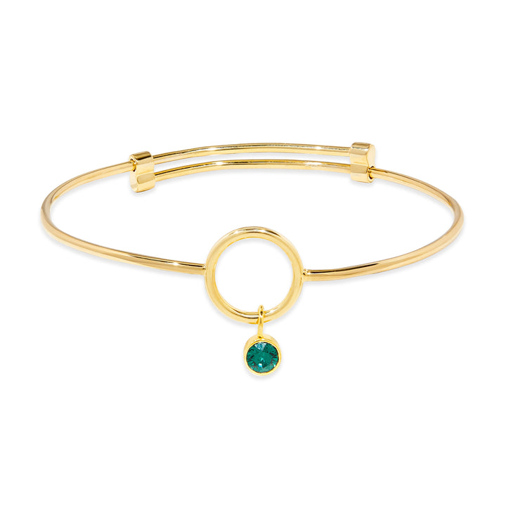 Custom Gold Birthstone Charm Bangle Bracelet