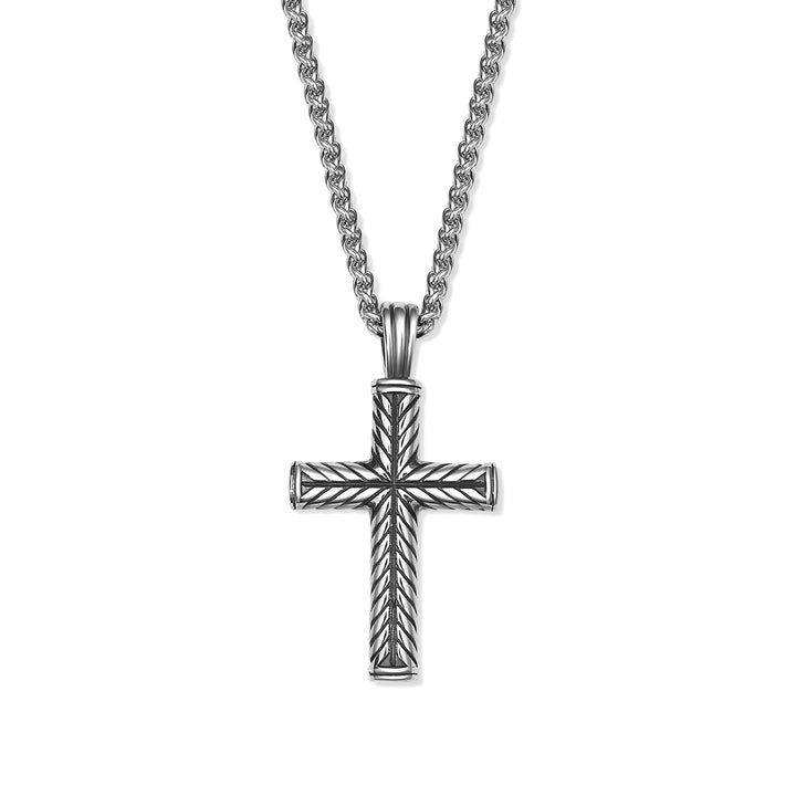 Chisel Stainless Steel Textured Cross Pendant