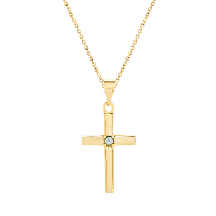 Custom Gold Cross Birthstone Pendant