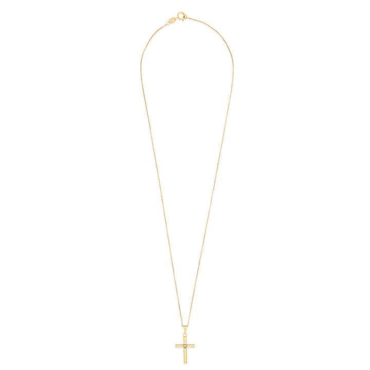 Custom Gold Cross Birthstone Pendant