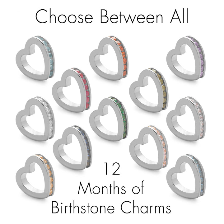 Stackable Birthstone Eternity Heart Charm Necklace