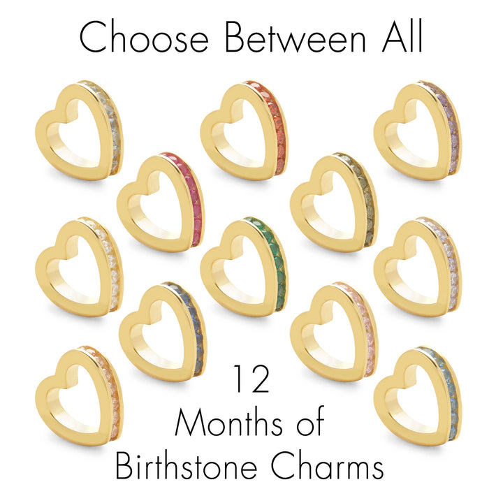 Stackable Birthstone Eternity Heart Charm Necklace