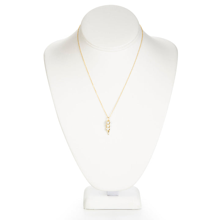 Gold Plated Three Peas in a Pod Pearl Necklace