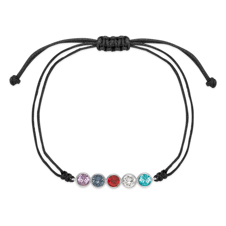 Custom Bezel Set Birthstone String Bolo Bracelet