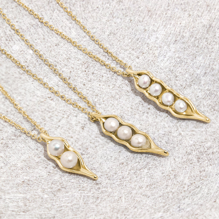 Gold Plated Two Peas in a Pod Pearl Necklace