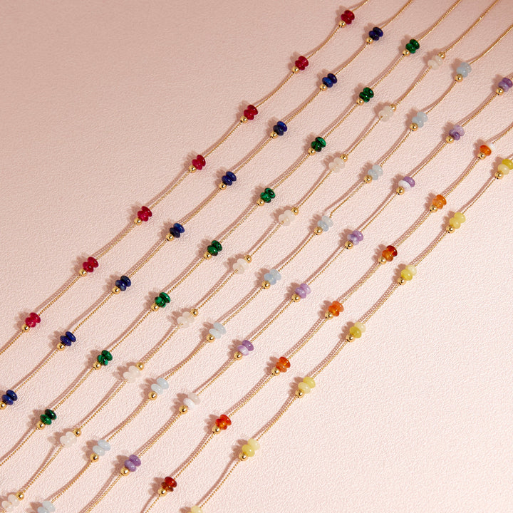 January Gold Beaded Birthstone Necklace