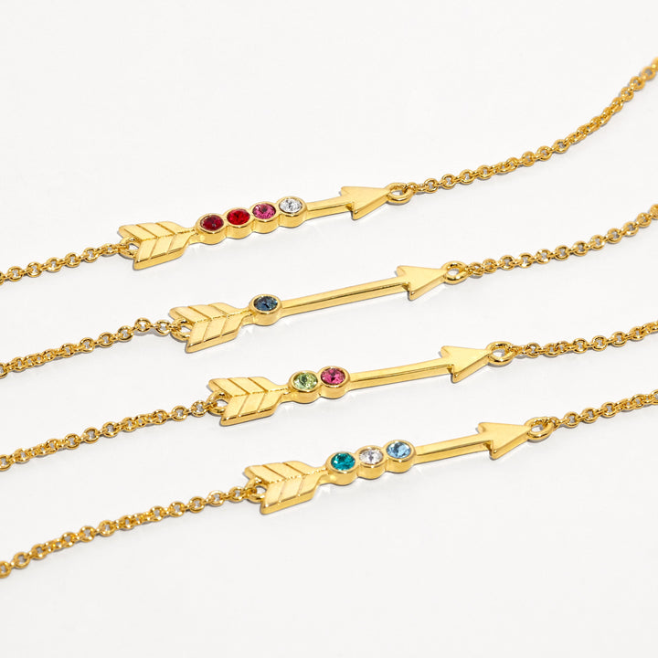 Custom Gold Birthstone Arrow Bracelet