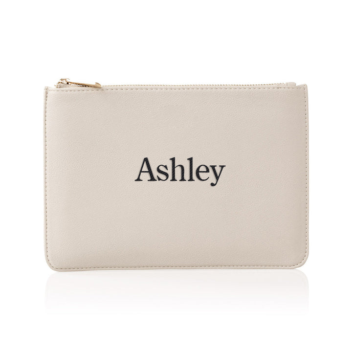 Grey Name Vegan Leather Clutch