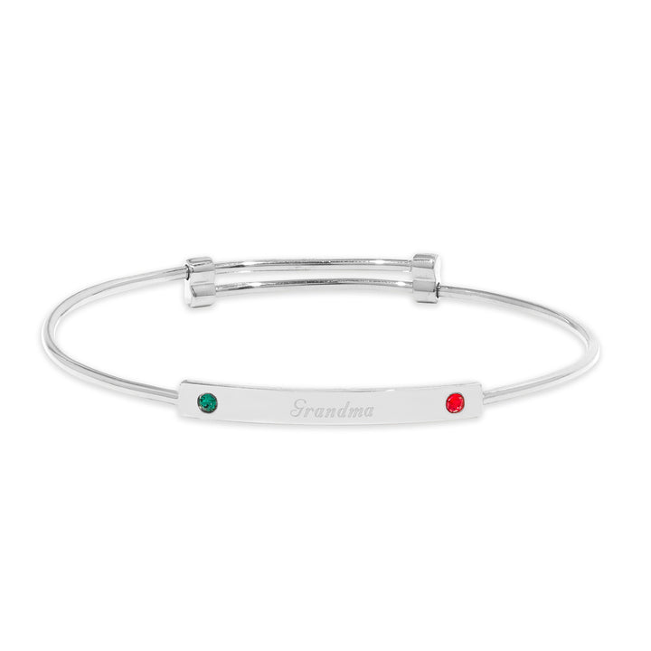 Engravable Two Birthstone Bar Bangle Bracelet