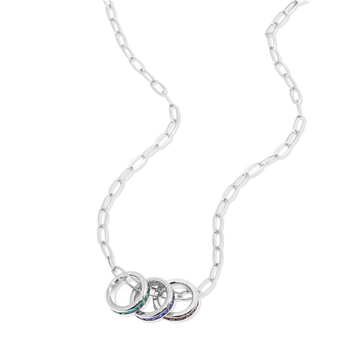 Custom Paperclip Chain Stackable Eternity Birthstone Charm Necklace