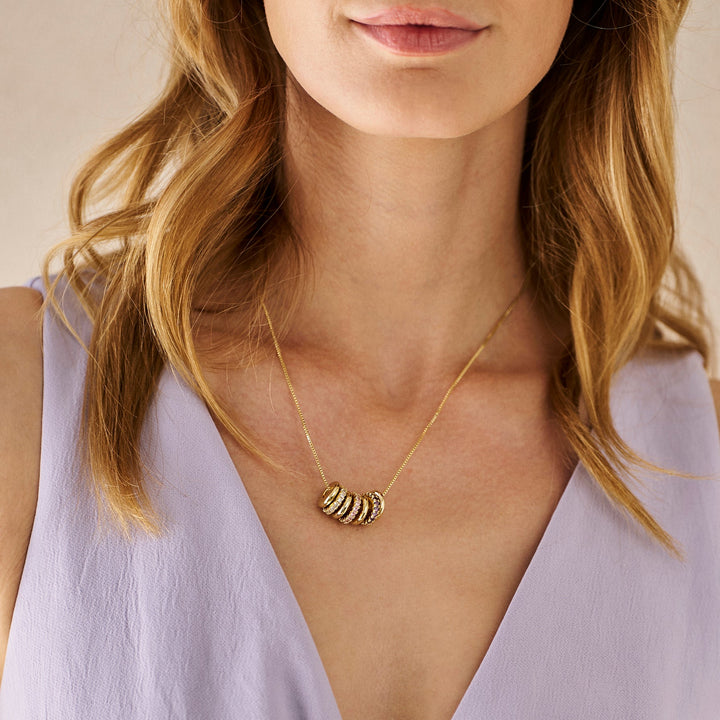 Stackable Custom Birthstone Ring Charm Necklace
