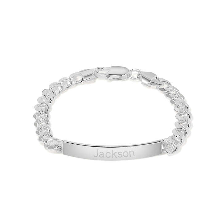 Sterling Silver Curb Linked Kids ID Bracelet