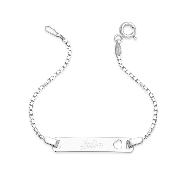 Sterling Silver Box Link Childrens ID Bracelet