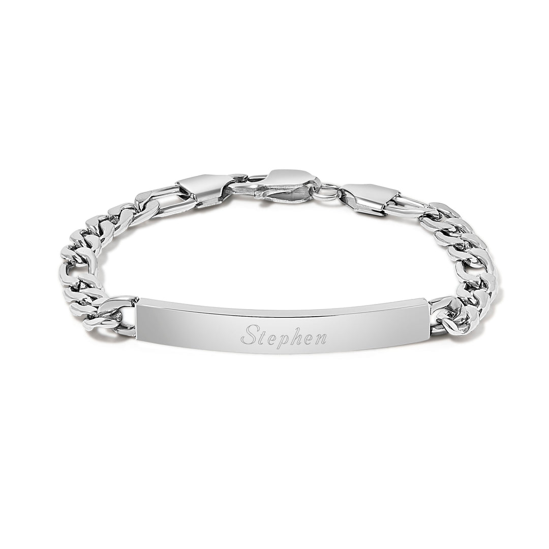 Slim Figaro Link Stainless Steel ID Bracelet