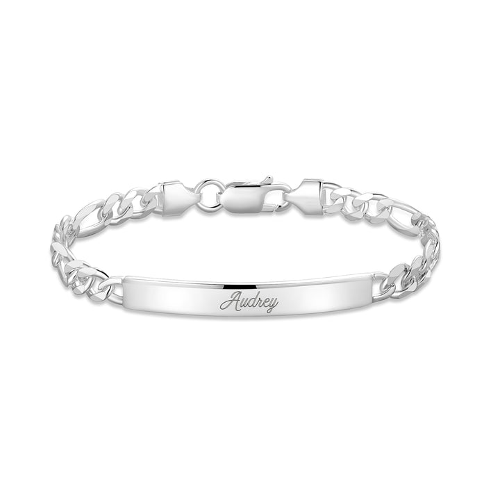 Silver Figaro Link ID Bracelet